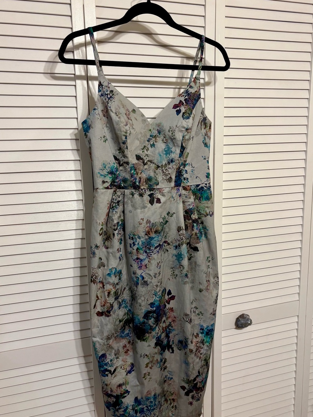 ASOS Gray Vintage Style Dress with Blue and Teal Floral Print